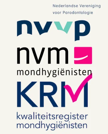 Logo's NVvP, NVM mondhygiënisten en KRM kwaliteitsregister