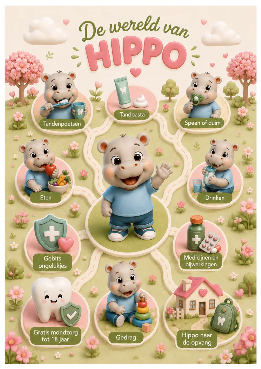 Illustratie De wereld van Hippo