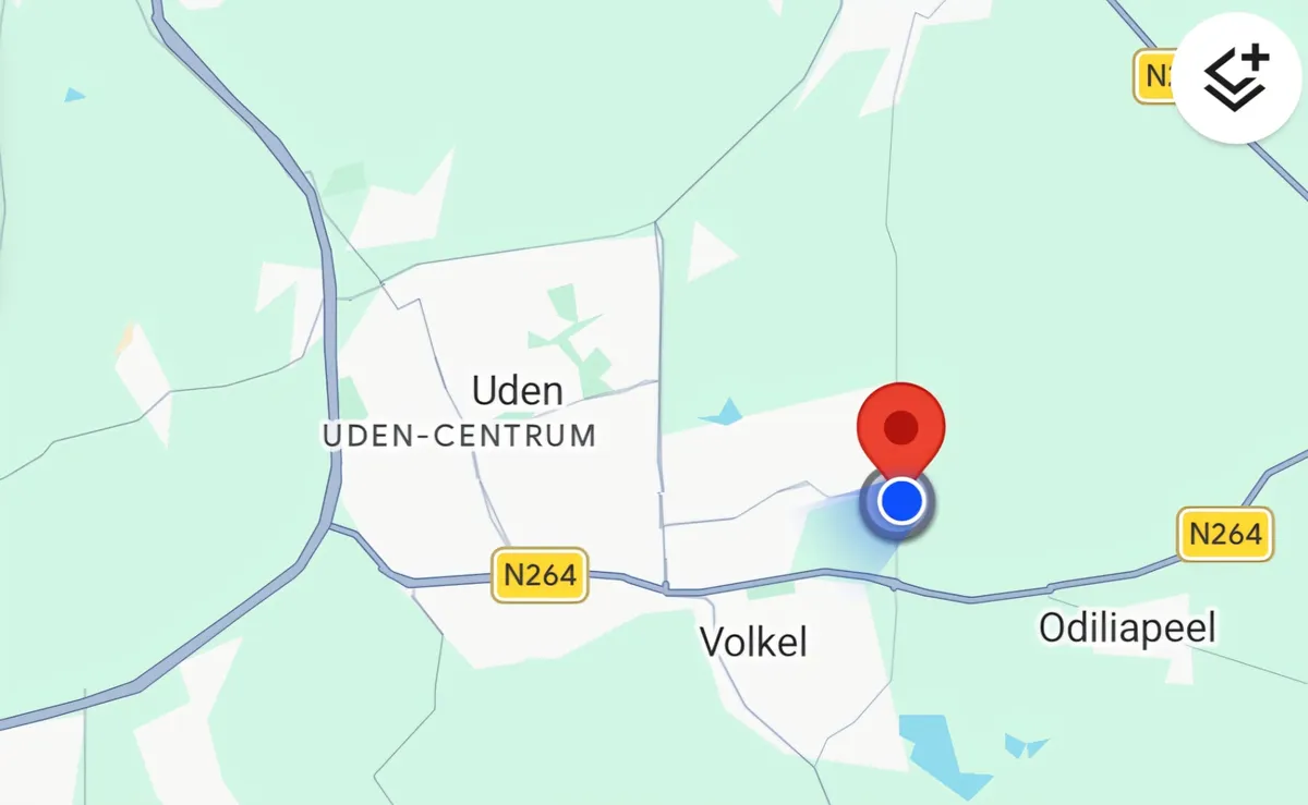 Kaart: locatie praktijk tussen Uden en Volkel