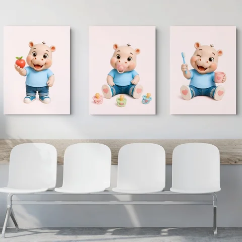 Happy hippo prints